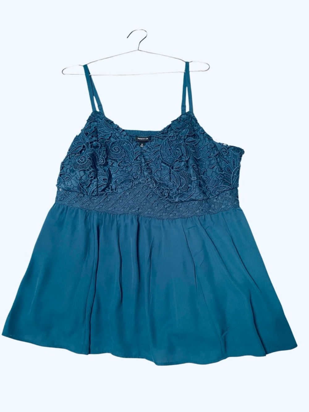 Torrid Teal Lace Bodice Camisole Top size 2